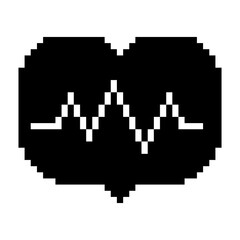 Fototapeta na wymiar Heartbeat icon black-white vector pixel art icon 