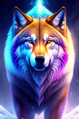 3D Wolf in colorful background. 3D Illustration 