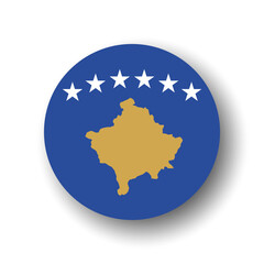 Kosovo flag - flat vector circle icon or badge with dropped shadow.