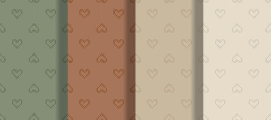 Boho Heart seamless pattern background. Vector illustration for holiday design. Abstract romantic photo frame. Stylish decorative bright label set. Fashion valentine day ornament.