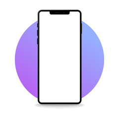 Smartphone mockup with white screen on the gradient cirkle. Template for infographics or presentation. 3D realistic phones. Vector illustration isolated on white background. EPS 10