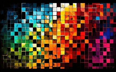 Abstract background with colorful squares. Generative AI technology.