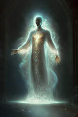 Supernatural Power Light Ghost, Higher Dimension Entity Illustration, Generative AI - obrazy, fototapety, plakaty
