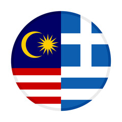 round icon of malaysia and greece flags. vector illustration isolated on white background