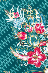 The flower pattern background on batik fabric