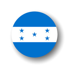 Honduras flag - flat vector circle icon or badge with dropped shadow.