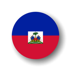 Haiti flag - flat vector circle icon or badge with dropped shadow.