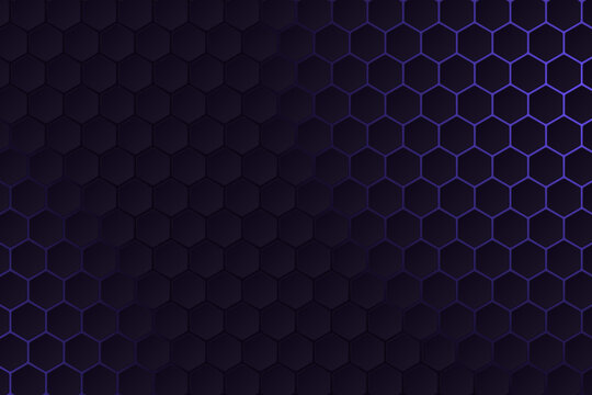 Abstract minimalist black illustration design with hexagon grid. Honeycomb cells © themefire