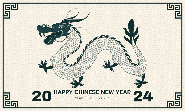 Happy chinese new year 2024 .Zodiac sign. Year of the Dragon. New year background