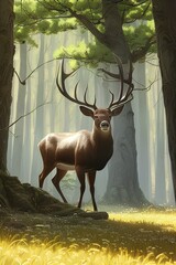 Deer in the forest landscape
