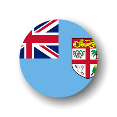 Fiji flag - flat vector circle icon or badge with dropped shadow.
