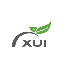 XUI letter nature logo design on white background. XUI creative initials letter leaf logo concept. XUI letter design.