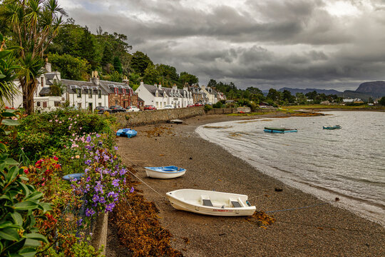 View of Plockton with Loch Carron,  Highlands, Scotland