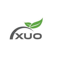 XUO letter nature logo design on white background. XUO creative initials letter leaf logo concept. XUO letter design.