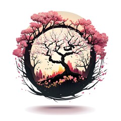 Blossom Tree Illustration, generative AI