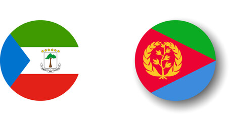 Eritrea flag - flat vector circle icon or badge with dropped shadow.