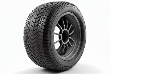 Obraz premium Car wheels isolated on a white background. Car tire, Aluminum wheels isolated on white background. Generative AI