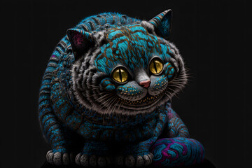 Cheshire cat created with generative AI technology. High quality illustration - obrazy, fototapety, plakaty