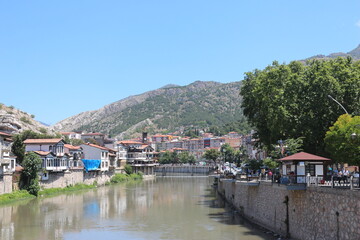 Old Amasya houses by the river