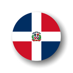 Dominican Republic flag - flat vector circle icon or badge with dropped shadow.