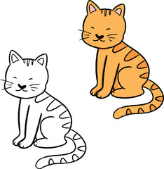 Vector illustration of an orange cat or kitten. Perfect for practicing coloring, drawing, printing, wallpaper, prints, cards, etc.