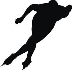 man speed skater black silhouette on white background
