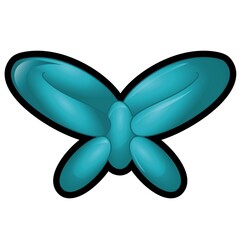 Illustration of a blue butterfly figure made of modeling balloons on a white background