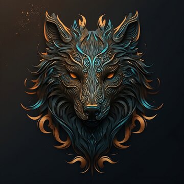 Wolf. Abstract wolf head illustration. Generative AI