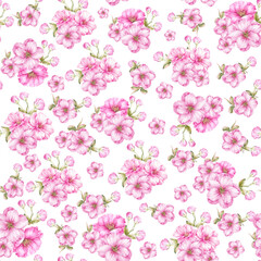 Seamless pattern of roses. Vintage bouquet of blooming roses.