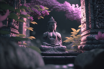 Meditation: Meditating Buddha statue in a calm atmosphere | Generative AI Production