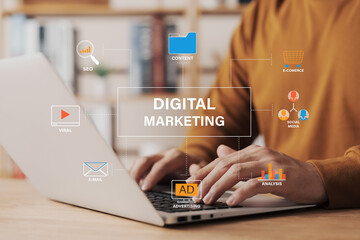 Digital marketing technology concepts in online media, online advertising to help increase sales...