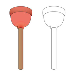 Illustrastion vector of Pink plunger. Perfect for art, postcards, cards, wall decor, t-shirts, cards, prints, drawing books, coloring books, wallpaper, prints, cards, ect.
