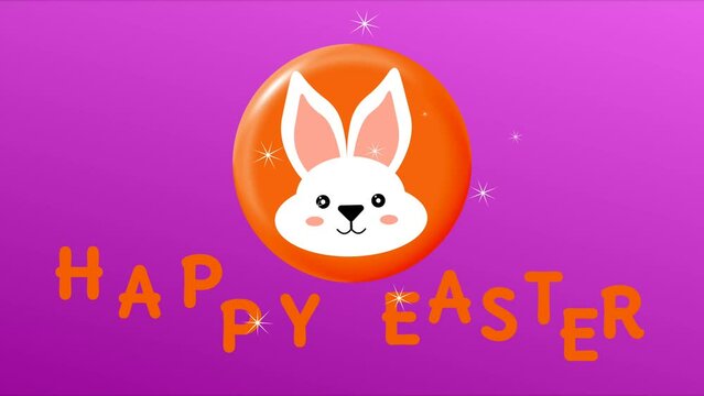 Easter sticker animation on gradiant colour background and happy Easter greetings