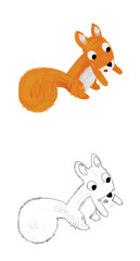 Plakat cartoon scene with cheerful squirrel on white background illustration for children sketch