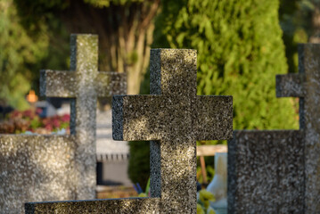 CEMETERY - Tombstones at burial site of the dead