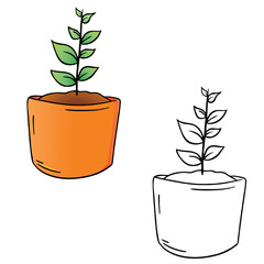 Vector illustration of a tree growing in a pot.  Perfect for art, postcards, cards, wall decor, t-shirts, cards, prints, drawing books, coloring books, wallpaper, prints, cards, ect.