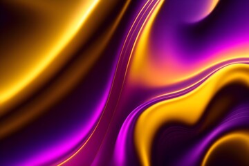 Fototapeta na wymiar Stunning Abstract Background 3D Wave Design in Bright Gold and Purple Gradient made with Generative AI