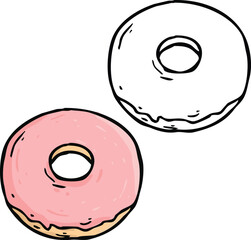 Donut vector illustration.  Perfect for art, postcards, cards, wall decor, t-shirts, cards, prints, drawing books, coloring books, wallpaper, prints, cards, ect.