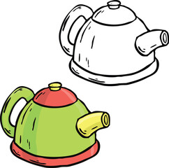 Kettle vector illustration.  Perfect for art, postcards, cards, wall decor, t-shirts, cards, prints, drawing books, coloring books, wallpaper, prints, cards, ect.