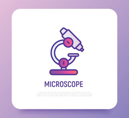 Microscope thin line icon. Laboratory equipment. Modern vector illustration.