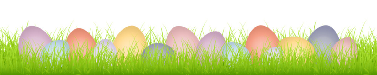 Fototapeta premium Banner 14 Ostereier Bunt In Wiese