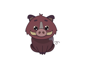 Wild boar vector isolated colour icon. Wild boar animal vector icon. Wild boar icon