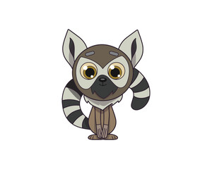 Lemur vector isolated colour icon. Lemur animal vector icon. Lemur icon