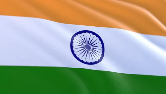 Slow motion loop of an India flag waving in the wind