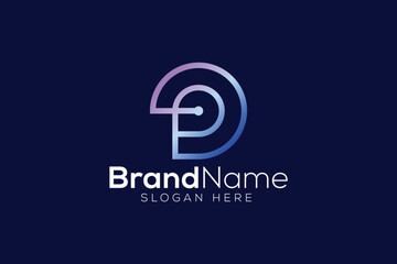 Obraz premium Creative letter P tech logo design template