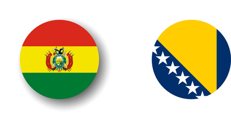 Bolivia flag - flat vector circle icon or badge with dropped shadow.