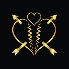 Obraz premium gold, heart, love, icon, vector, illustration, design, logo, template, flat, trendy,collection