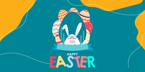 Vector illustration of Happy Easter wishes greeting