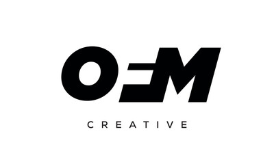 OFM letters negative space logo design. creative typography monogram vector