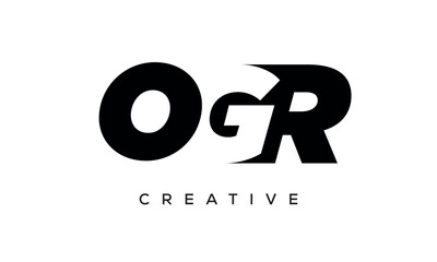 OGR letters negative space logo design. creative typography monogram vector - obrazy, fototapety, plakaty
